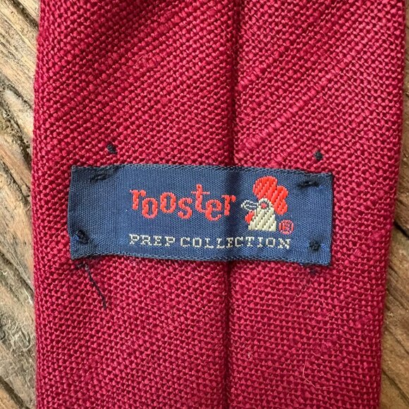 Vintage Rooster "Prep Collection" red Irish linen necktie boys/teens 50 x 2.75" - Picture 2 of 5